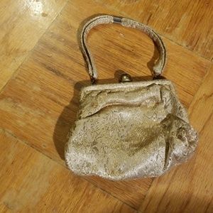 Vintage Evening Bag - Gold Metallic Fabric